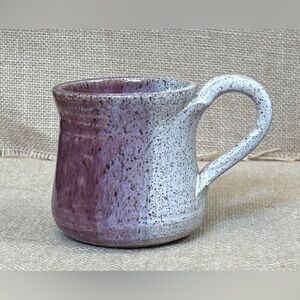 Small Purple Cream Speckled Pottery Mug Cup Child Size Rustic Cottage Core